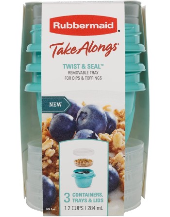 Rubbermaid Housewares, 3PK TNS 1.2 C 4CS SNACK TO GO - ASTDA, Case of 4 - [Cleaning Supplies Canada Discounts] - 1967198 - [Defe