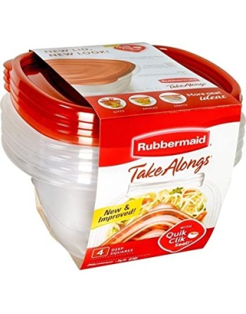 Rubbermaid Housewares, Take Alongs Deep Square 4pk - Chili Red, Case of 8 - [Cleaning Supplies Canada Discounts] - 7F54-CA-TCHIL