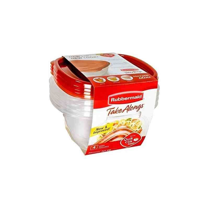 Rubbermaid Housewares, Take Alongs Deep Square 4pk - Chili Red, Case of 8 - [Cleaning Supplies Canada Discounts] - 7F54-CA-TCHIL