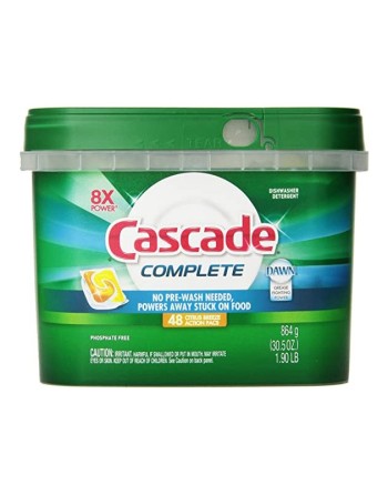 Cascade® Complete All-In-One Actionpacs Dishwasher Detergent, White, Blue and Green,48 Count, 6/Case - 1