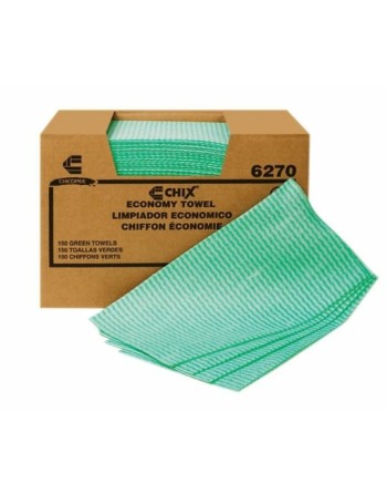 Chix® 6270 Economy Light Foodservice Towel in Self Dispensing Carton, Green Wavy Line, 150 Towels/Case - [DefendUse.com] - 6270 