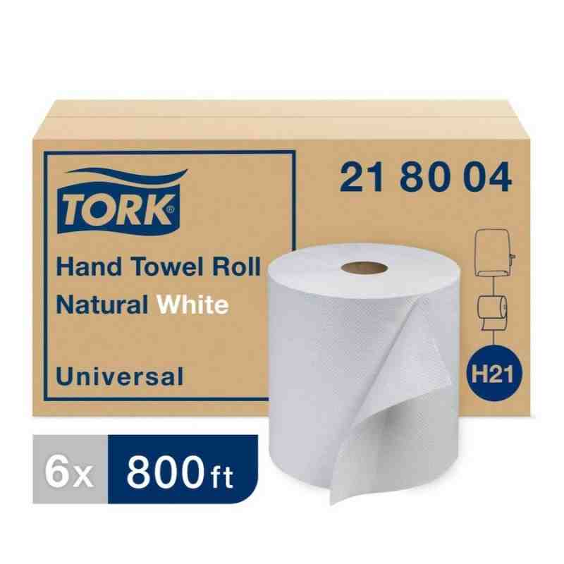 Tork® Universal Hand Towel Roll, White, 100% Recycled Fibre, 800'/Roll, 6 Rolls/Case - [Cleaning Supplies Canada Discounts] - 21