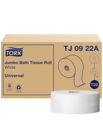 Tork® Universal Jumbo Bath Tissue Roll, 2-Ply, 100% Recycled Fibre, 1000'/Roll, 12 Rolls/Case - [Cleaning Supplies Canada Discou