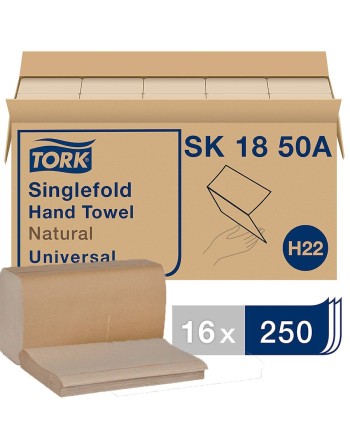 Tork® Universal Singlefold Hand Towel, 2-Panel, Natural, 250 Towels/Pack, 16 Packs/Case - [Cleaning Supplies Canada Discounts] -