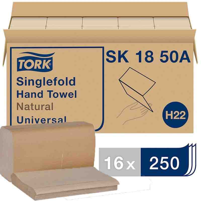 Tork® Universal Singlefold Hand Towel, 2-Panel, Natural, 250 Towels/Pack, 16 Packs/Case - [Cleaning Supplies Canada Discounts] -