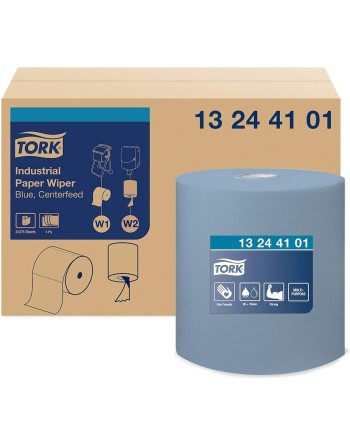 Tork® Advanced Industrial Paper Wiper, Centrefeed, 4-Ply, Blue, 375 Wipers/Roll, 2 Rolls/Case - [Cleaning Supplies Canada Discou