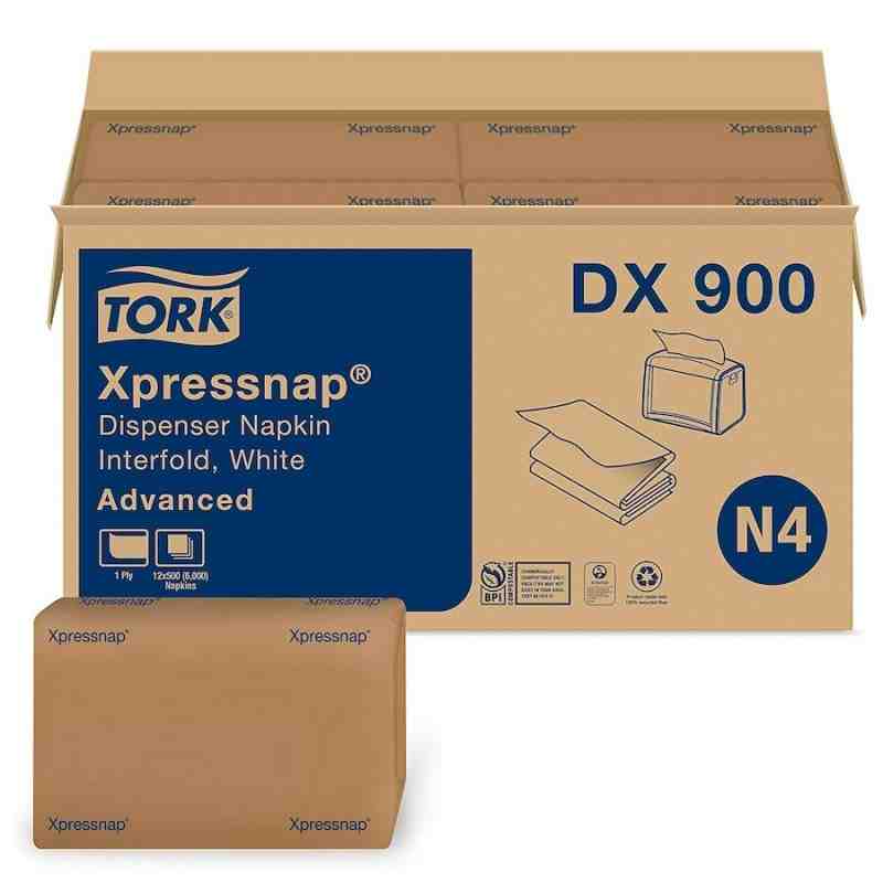 Tork® Advanced Xpressnap® Interfold Dispenser Napkin, 1 Ply, White, 500 Napkins/Pack, 12 Packs/Case - [Cleaning Supplies Canada 