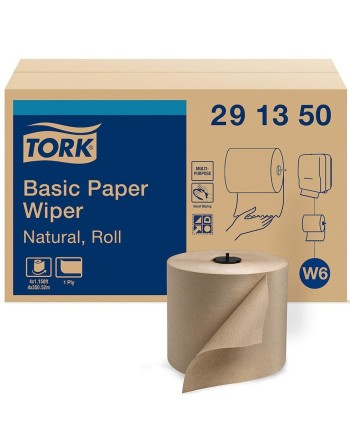 Tork® Basic Paper Wiper Roll Towel, 1-Ply, Natural, 5,808 Wipers/Roll, 4 Rolls/Case - [Cleaning Supplies Canada Discounts] - 291