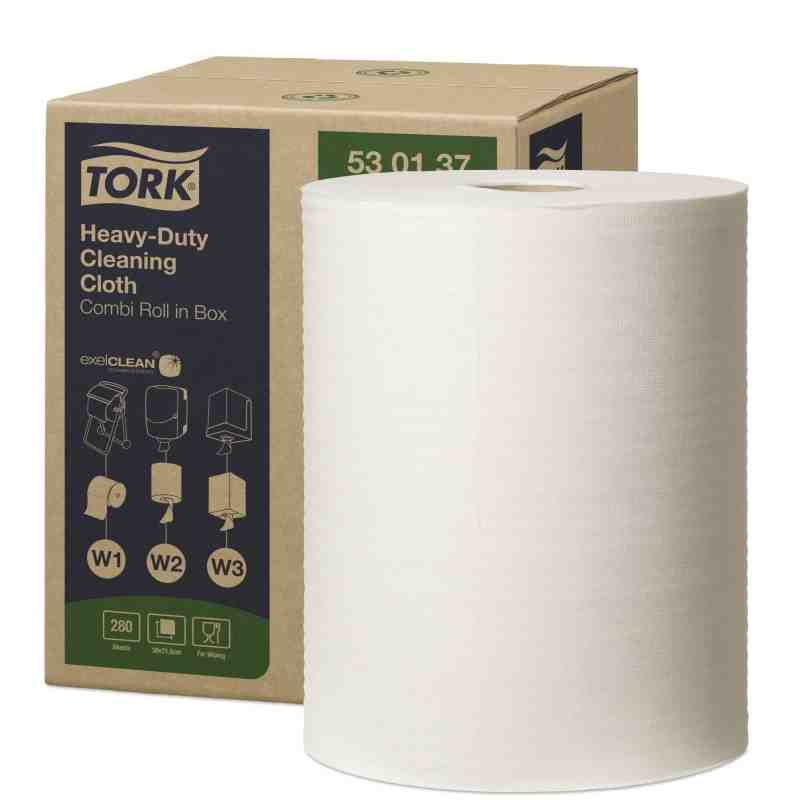 Tork® Heavy-Duty Cleaning Cloth Centrefeed Pull, 1-Ply, White, 280 Sheets/Roll, 1 Roll/Case - [Cleaning Supplies Canada Discount