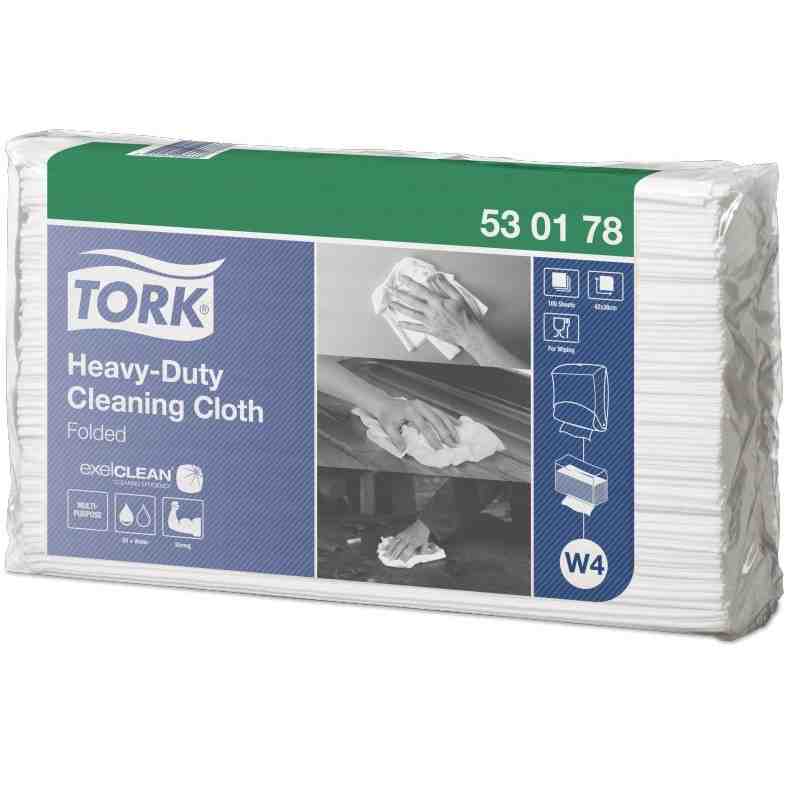 Tork® Heavy-Duty Cleaning Cloth Top-Pak, Reusable, 1-Ply, White, 100 Cloths/Pack, 5 Packs/Case - [Cleaning Supplies Canada Disco