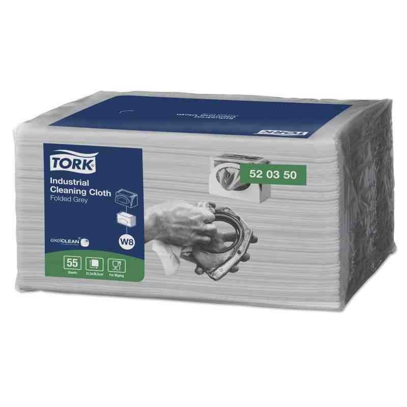 Tork® Industrial Cleaning Cloth W/ exelCLEAN®, Grey, 1-Ply, 55 Cloths/Pack, 8 Packs/Case - [Cleaning Supplies Canada Discounts] 