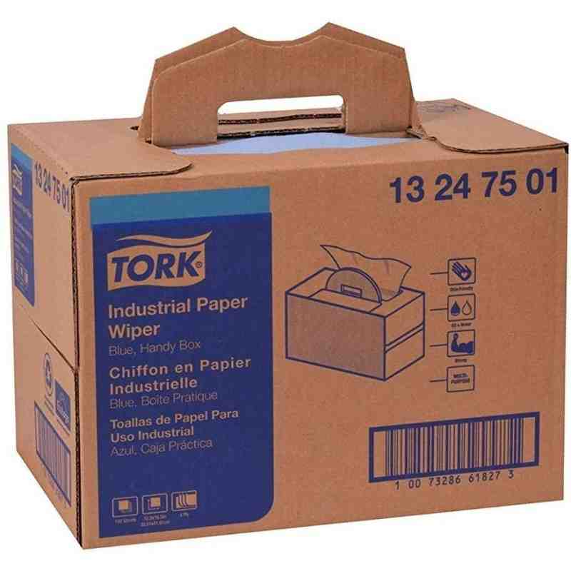 Tork® Industrial Paper Wiper Handy-Box, 4-Ply, Blue, 180 Wipers/Box, 1 Box/Case - [Cleaning Supplies Canada Discounts] - 1324750