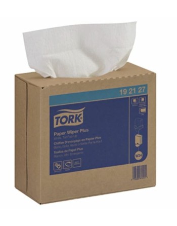 Tork® Paper Wiper Plus In Pop-Up Box, 1 Ply, White, 100 Wipers/Box, 8 Boxes/Case - [Cleaning Supplies Canada Discounts] - 192127