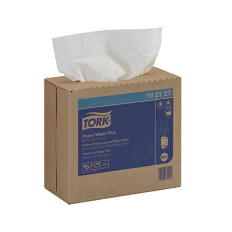 Tork® Paper Wiper Plus In Pop-Up Box, 1 Ply, White, 100 Wipers/Box, 8 Boxes/Case - [Cleaning Supplies Canada Discounts] - 192127