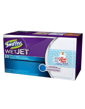 Swiffer WetJet 10037000817892 Heavy Duty 20-Count Refill, Mopping Pads, Clear, Case of 4 - [DefendUse.com] - 10037000817892 - Sw