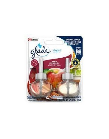 SC JOHNSON  Glade® PlugIns® Scented Oil Refills, Apple Cinnamon, Cartridge, Pack of 2, Case of 6 - 1 - 10062300919984 - SC JOHNS