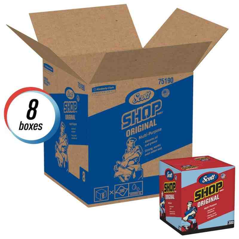 Kimberly-Clark 75190 Scott Shop Towels, 10" x 12", Blue (8 Boxs of 200) - [DefendUse.com] - 75190 - Scott®