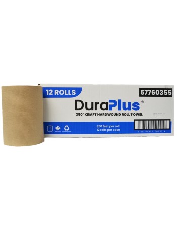 DuraPlus® Hardwound Paper Towel, Kraft, 350', 12 Rolls/Case, Made in Canada - [Cleaning Supplies Canada Discounts] - DP0355 - [D