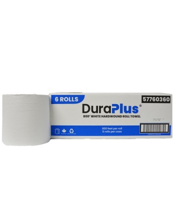 DuraPlus® Hardwound Paper Towel, White, 800', 6 Rolls/Case, Made in Canada - [DefendUse.com] - DP0360 - DuraPlus®