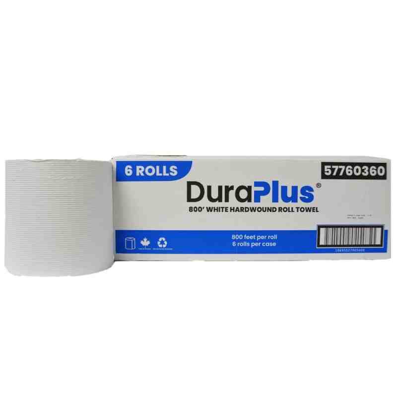 DuraPlus® Hardwound Paper Towel, White, 800', 6 Rolls/Case, Made in Canada - [DefendUse.com] - DP0360 - DuraPlus®