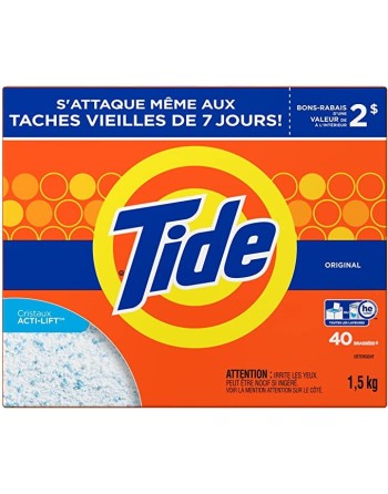 Tide 37000-85146 High Efficiency Turbo Powder Laundry Detergent with Acti-Life, Original Scent, 1.5 kg (40 Loads), Case of 4 - [