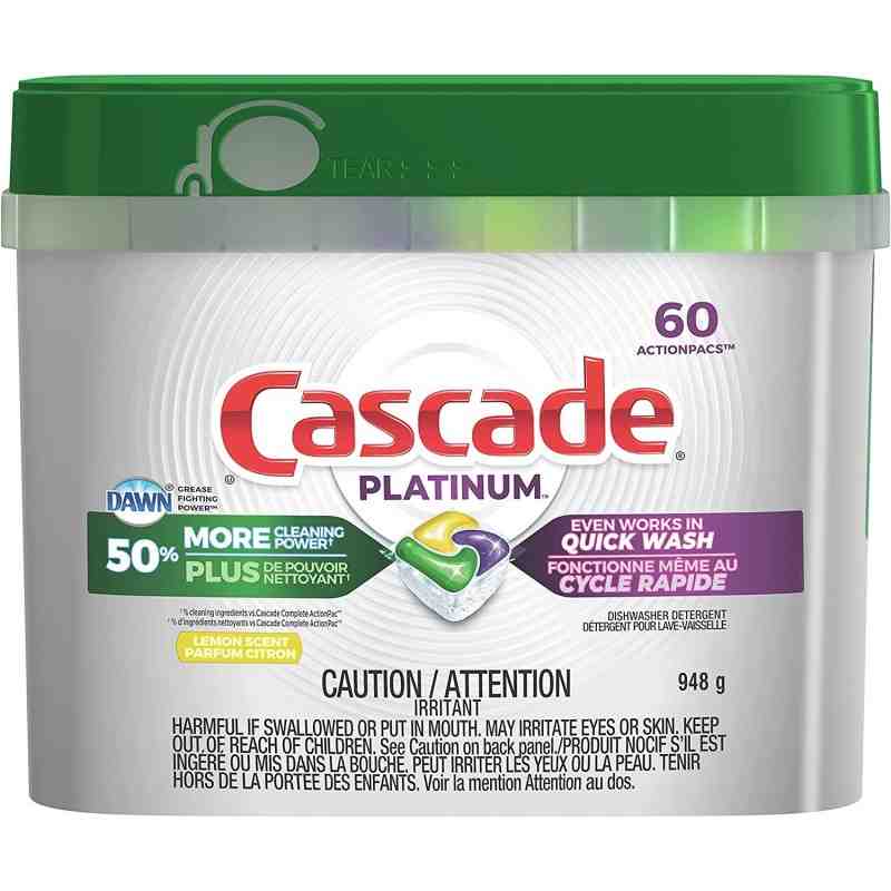 Cascade® 37000-91965 Platinum Dishwasher Pods, Detergent ActionPacs, 60 Pods/Pack, 3 Pack/Case - [DefendUse.com] - 37000-91965 -