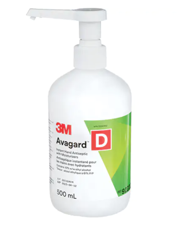 3M  Avagard™ D Instant Hand Antiseptic, 500 ml, Pump Bottle, 61% Alcohol, Case of 12 - [DefendUse.com] - 9222C - 3M Canada