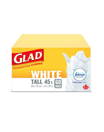 Glad, Garbage Bags, Tall, White 45L, Case of 6x60ct - [Cleaning Supplies Canada Discounts] - 30279 - [DefendUse.com]