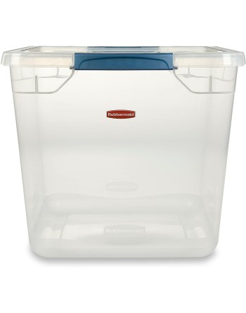 Rubbermaid RMCC300000 Clever Store Clear Latching Storage Tote w/Lid 30 Quart 16-7/8 x 13-3/8 x 11-1/2, 27.4L, Case of 8 - [Defe