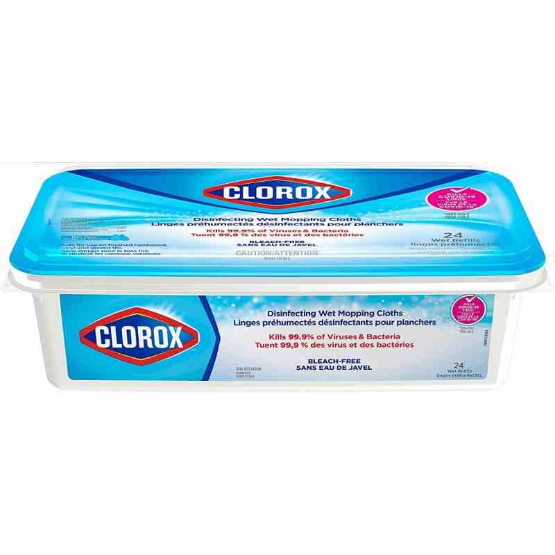 Clorox 55836 Disinfecting Wet Mopping Cloths, Rain Clean, 24 Wet Refills, Case of 6 - [DefendUse.com] - 55836 - Clorox® Floors