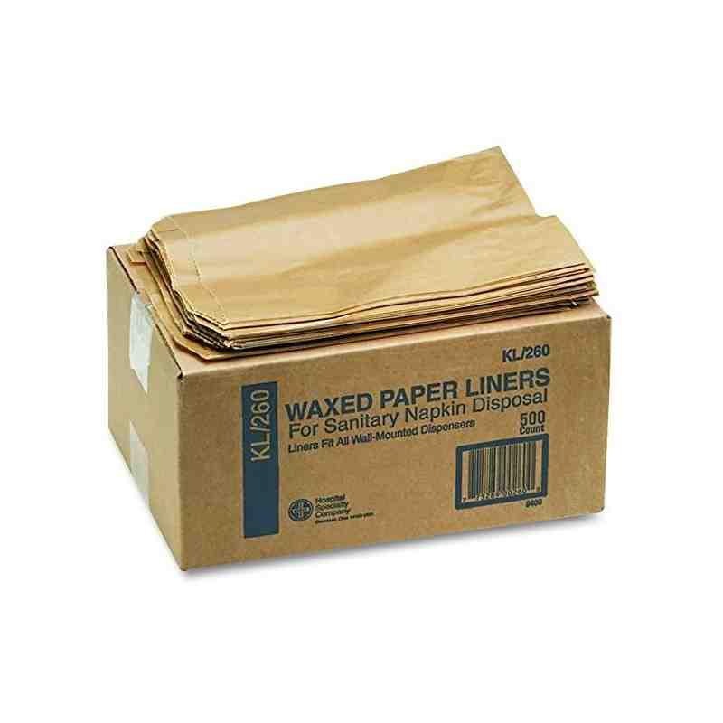 HOSPECO KL260 Kraft Sanitary Napkin Disposal Bag, Waxed Paper, Brown, 500/Case - [DefendUse.com] - KL260 - Sanitary Napkin Recep