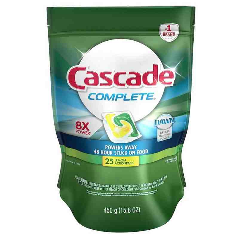 Cascade® 2 In 1 Dishwasher Action Pacs with Dawn Lemon, Case of 5, 25ct - [DefendUse.com] - 10037000980534 - Dishwasher Detergen