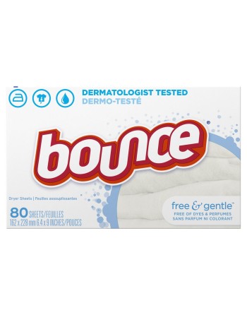 Bounce 37000-34087	Dryer Sheets, Free & Gentle, Fabric Sheet Single Sheet Free & Sensitive 80/box, 9 box/case - [DefendUse.com] 