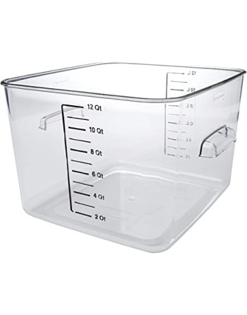 Rubbermaid FG631200CLR 12 Qt. Clear Square Food Storage Container with Liter and Qt. Gradations - [DefendUse.com] - FG631200CLR 