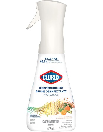 Clorox® 55854 Disinfecting Mist, Multi-Surface Cleaner, Bleach-Free, Mandarin, 473ml, Case of 6 - [DefendUse.com] - 55854 - Clor