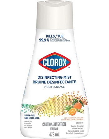 Clorox® 55853 Disinfecting Mist, Multi-Surface Cleaner Refill, Bleach-Free, Mandarin, 473ml, Case of 6 - [DefendUse.com] - 55853