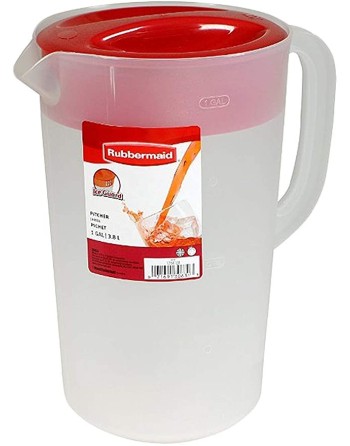 RUBBERMAID 2122590 Housewares Pitcher - Simply Pour 1G - Clear/Red[1978082], Case of 2 - [DefendUse.com] - 2122590 - Rubbermaid 