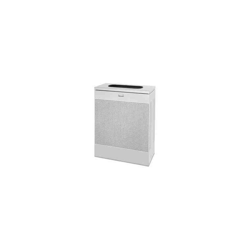 Rubbermaid FGSR18EPLSM Silhouettes Metallic Silver Steel Designer Rectangular Waste Receptacle - 22.5 Gallon - [DefendUse.com] -