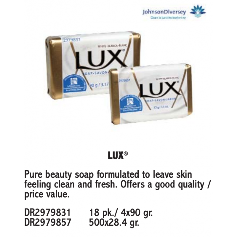 DIVERSEY 2979857 HOTEL Lux Bars of Hand Soap, Wrapped, Travel Size 29gram, 500/Case - [DefendUse.com] - 2979857 - Diversey Holdi