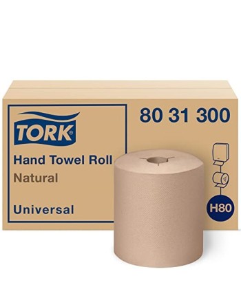 Tork 8031300 H80 Natural Hand Towel Roll, Universal, 100% Recycled Fiber, 6 Rolls x 800ft - [DefendUse.com] - 8031300 - Tork®