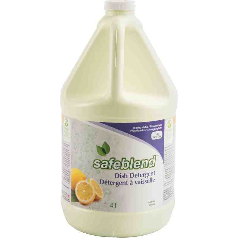 SAFEBLEND  Liquid Dish Detergent Type: Liquid Container Size: 4 L Container Type: Jug Fragrance: Lemon, Case of 4 - [DefendUse.c