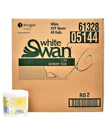 White Swan 05144 2-Ply Toilet Paper, 429 Sheets, White (Case of 48 Rolls) - [DefendUse.com] - 05144 - White Swan®