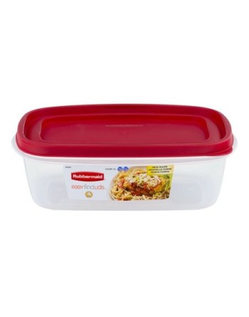 Rubbermaid Housewares, Easy Find Lids Retangular 8.5Cup - Clear/Red, Case of 4 - [DefendUse.com] - 1934106 - Rubbermaid Housewar