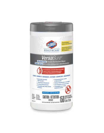 Clorox 01686 Healthcare VersaSure Alcohol-Free Cleaner Disinfectant Wipe, Case of 6, 150 Wipes - [DefendUse.com] - 01686 - Cloro