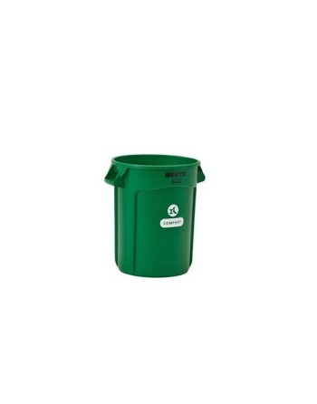 Rubbermaid 2060854 Brute Container Vented with Compost Logo 32G - Green - [DefendUse.com] - 2060854 - Brute® Trash Cans