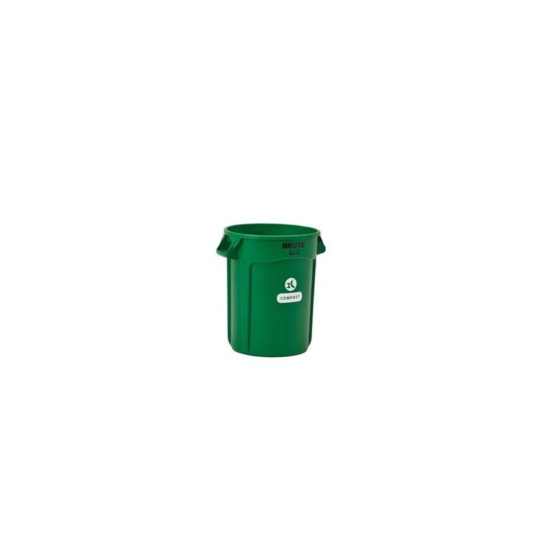 Rubbermaid 2060854 Brute Container Vented with Compost Logo 32G - Green - [DefendUse.com] - 2060854 - Brute® Trash Cans