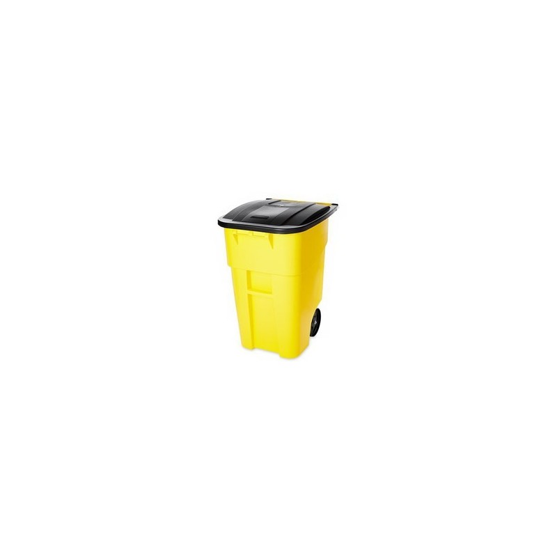 Rubbermaid FG9W2700YEL Brute Rollout Container - 50G - Yellow - [DefendUse.com] - FG9W2700YEL - Trash Cans with Wheels