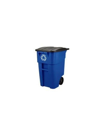 Rubbermaid FG9W2773BLUE Brute Rollout Container - 50G with Recycling - Blue - [DefendUse.com] - FG9W2773BLUE - Trash Cans with W