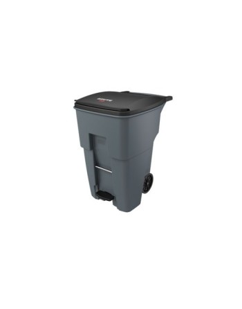 Rubbermaid 1971991 Brute Rollout Container Step-On 95G - Gray - [DefendUse.com] - 1971991 - Trash Cans with Wheels