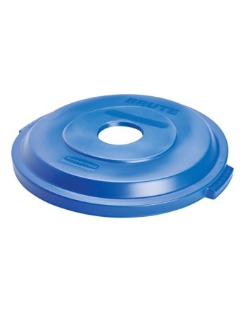 Rubbermaid 1788376 Brute Lid for 32G w/Hole for Bottle/Can Recycle - Blue - [DefendUse.com] - 1788376 - Brute Trash Can Lids